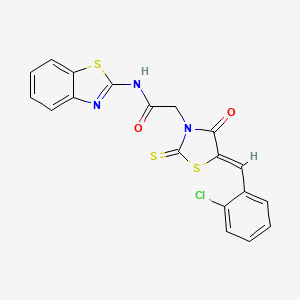 N-(1,3-benzothiazol-2-yl)-2-[(5Z)-5-[(2-chlorophenyl)methylidene]-4-oxo-2-sulfanylidene-1,3-thiazolidin-3-yl]acetamide