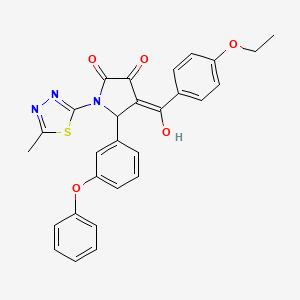 (4E)-4-[(4-ethoxyphenyl)(hydroxy)methylidene]-1-(5-methyl-1,3,4-thiadiazol-2-yl)-5-(3-phenoxyphenyl)pyrrolidine-2,3-dione