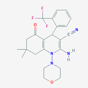 2-Amino-7,7-dimethyl-1-(4-morpholinyl)-5-oxo-4-[2-(trifluoromethyl)phenyl]-1,4,5,6,7,8-hexahydro-3-quinolinecarbonitrile