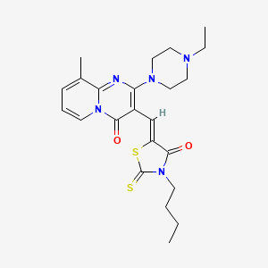 3-[(Z)-(3-Butyl-4-oxo-2-thioxo-1,3-thiazolidin-5-ylidene)methyl]-2-(4-ethyl-1-piperazinyl)-9-methyl-4H-pyrido[1,2-A]pyrimidin-4-one