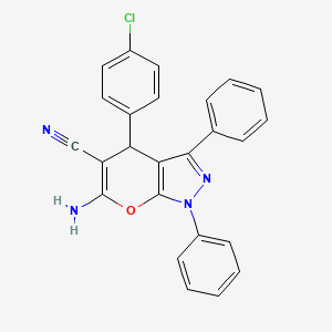 6-Amino-4-(4-chlorophenyl)-1,3-diphenyl-1,4-dihydropyrano[2,3-c]pyrazole-5-carbonitrile