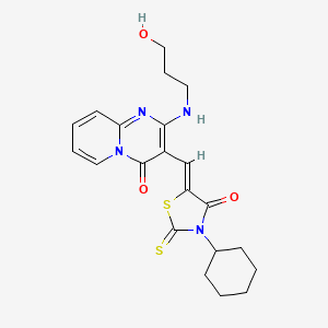 3-[(Z)-(3-cyclohexyl-4-oxo-2-thioxo-1,3-thiazolidin-5-ylidene)methyl]-2-[(3-hydroxypropyl)amino]-4H-pyrido[1,2-a]pyrimidin-4-one