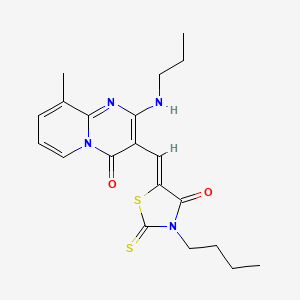 molecular formula C20H24N4O2S2 B11625180 3-[(Z)-(3-butyl-4-oxo-2-thioxo-1,3-thiazolidin-5-ylidene)methyl]-9-methyl-2-(propylamino)-4H-pyrido[1,2-a]pyrimidin-4-one 