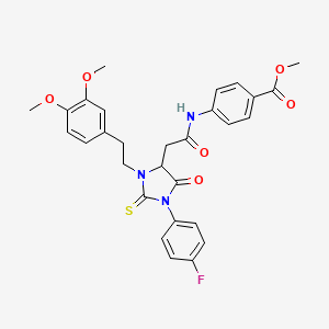 Methyl 4-[({3-[2-(3,4-dimethoxyphenyl)ethyl]-1-(4-fluorophenyl)-5-oxo-2-thioxoimidazolidin-4-yl}acetyl)amino]benzoate