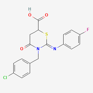 (2Z)-3-(4-chlorobenzyl)-2-[(4-fluorophenyl)imino]-4-oxo-1,3-thiazinane-6-carboxylic acid