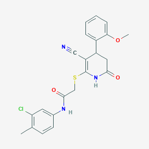 N-(3-chloro-4-methylphenyl)-2-{[3-cyano-4-(2-methoxyphenyl)-6-oxo-1,4,5,6-tetrahydropyridin-2-yl]sulfanyl}acetamide