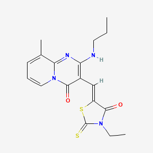 3-[(Z)-(3-ethyl-4-oxo-2-thioxo-1,3-thiazolidin-5-ylidene)methyl]-9-methyl-2-(propylamino)-4H-pyrido[1,2-a]pyrimidin-4-one