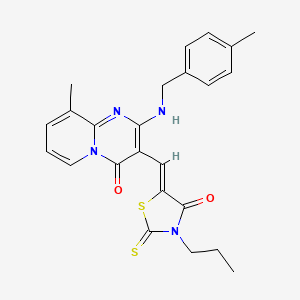 molecular formula C24H24N4O2S2 B11627020 9-methyl-2-[(4-methylbenzyl)amino]-3-[(Z)-(4-oxo-3-propyl-2-thioxo-1,3-thiazolidin-5-ylidene)methyl]-4H-pyrido[1,2-a]pyrimidin-4-one 