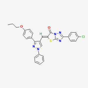 (5Z)-2-(4-chlorophenyl)-5-{[1-phenyl-3-(4-propoxyphenyl)-1H-pyrazol-4-yl]methylidene}[1,3]thiazolo[3,2-b][1,2,4]triazol-6(5H)-one