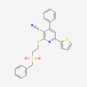 molecular formula C25H20N2O2S3 B11627035 2-{[2-(Benzylsulfonyl)ethyl]sulfanyl}-4-phenyl-6-(thiophen-2-yl)pyridine-3-carbonitrile 