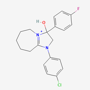 molecular formula C20H21ClFN2O+ B11627059 1-(4-chlorophenyl)-3-(4-fluorophenyl)-3-hydroxy-2,5,6,7,8,9-hexahydro-3H-imidazo[1,2-a]azepin-1-ium 