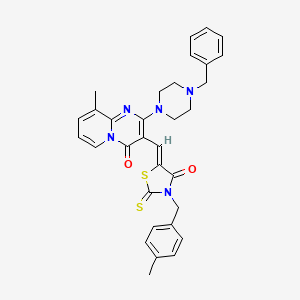 2-(4-benzylpiperazin-1-yl)-9-methyl-3-{(Z)-[3-(4-methylbenzyl)-4-oxo-2-thioxo-1,3-thiazolidin-5-ylidene]methyl}-4H-pyrido[1,2-a]pyrimidin-4-one