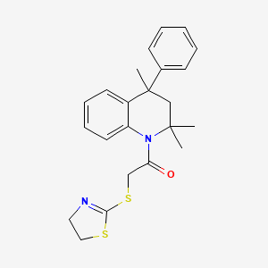 molecular formula C23H26N2OS2 B11627110 2-(4,5-dihydro-1,3-thiazol-2-ylsulfanyl)-1-(2,2,4-trimethyl-4-phenyl-3,4-dihydroquinolin-1(2H)-yl)ethanone 