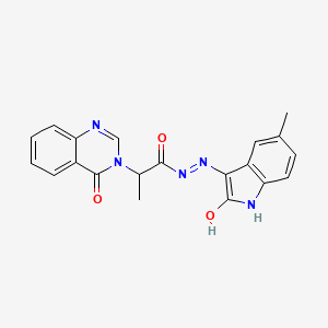 (Z)-N'-(5-methyl-2-oxoindolin-3-ylidene)-2-(4-oxoquinazolin-3(4H)-yl)propanehydrazide