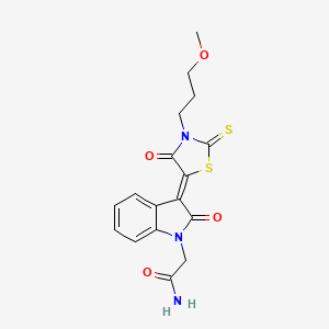 molecular formula C17H17N3O4S2 B11627179 2-{(3Z)-3-[3-(3-methoxypropyl)-4-oxo-2-thioxo-1,3-thiazolidin-5-ylidene]-2-oxo-2,3-dihydro-1H-indol-1-yl}acetamide 