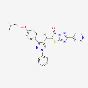 molecular formula C30H26N6O2S B11627210 (5Z)-5-({3-[4-(3-methylbutoxy)phenyl]-1-phenyl-1H-pyrazol-4-yl}methylidene)-2-(pyridin-4-yl)[1,3]thiazolo[3,2-b][1,2,4]triazol-6(5H)-one 