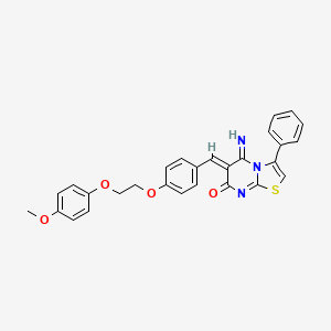 (6Z)-5-imino-6-{4-[2-(4-methoxyphenoxy)ethoxy]benzylidene}-3-phenyl-5,6-dihydro-7H-[1,3]thiazolo[3,2-a]pyrimidin-7-one