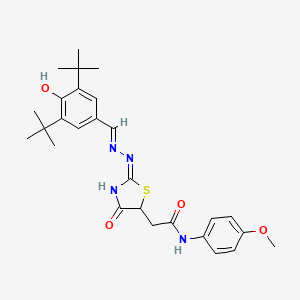 molecular formula C27H34N4O4S B11627215 2-{(2E)-2-[(2E)-(3,5-di-tert-butyl-4-hydroxybenzylidene)hydrazinylidene]-4-oxo-1,3-thiazolidin-5-yl}-N-(4-methoxyphenyl)acetamide 