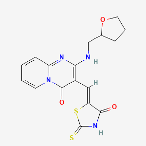 3-[(Z)-(4-oxo-2-thioxo-1,3-thiazolidin-5-ylidene)methyl]-2-[(tetrahydrofuran-2-ylmethyl)amino]-4H-pyrido[1,2-a]pyrimidin-4-one