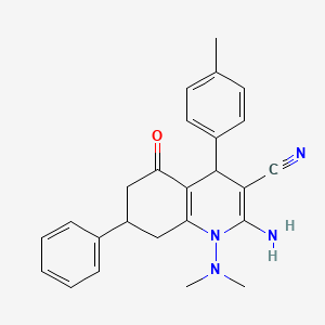 molecular formula C25H26N4O B11627218 2-Amino-1-(dimethylamino)-4-(4-methylphenyl)-5-oxo-7-phenyl-1,4,5,6,7,8-hexahydro-3-quinolinecarbonitrile 