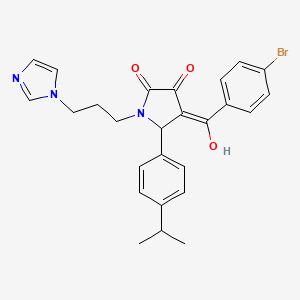 molecular formula C26H26BrN3O3 B11627244 4-[(4-bromophenyl)carbonyl]-3-hydroxy-1-[3-(1H-imidazol-1-yl)propyl]-5-[4-(propan-2-yl)phenyl]-1,5-dihydro-2H-pyrrol-2-one 