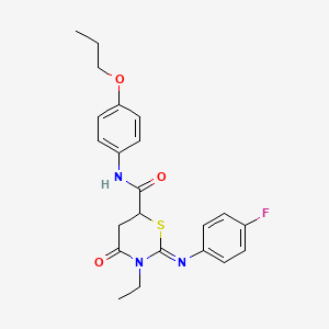 (2Z)-3-ethyl-2-[(4-fluorophenyl)imino]-4-oxo-N-(4-propoxyphenyl)-1,3-thiazinane-6-carboxamide