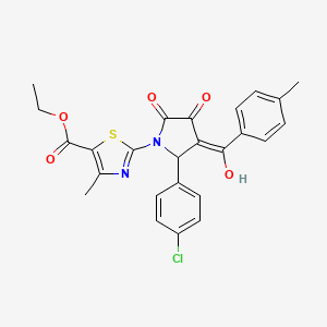 ethyl 2-[2-(4-chlorophenyl)-4-hydroxy-3-(4-methylbenzoyl)-5-oxo-2,5-dihydro-1H-pyrrol-1-yl]-4-methyl-1,3-thiazole-5-carboxylate