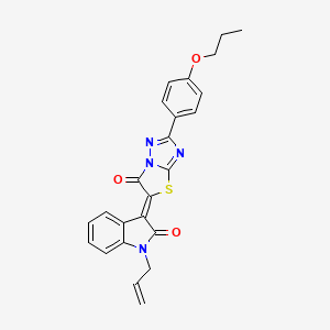 (3Z)-1-Allyl-3-(6-oxo-2-(4-propoxyphenyl)[1,3]thiazolo[3,2-B][1,2,4]triazol-5(6H)-ylidene)-1,3-dihydro-2H-indol-2-one