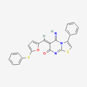 (6Z)-5-imino-3-phenyl-6-{[5-(phenylsulfanyl)furan-2-yl]methylidene}-5,6-dihydro-7H-[1,3]thiazolo[3,2-a]pyrimidin-7-one