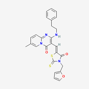 3-{(Z)-[3-(2-furylmethyl)-4-oxo-2-thioxo-1,3-thiazolidin-5-ylidene]methyl}-7-methyl-2-[(2-phenylethyl)amino]-4H-pyrido[1,2-a]pyrimidin-4-one