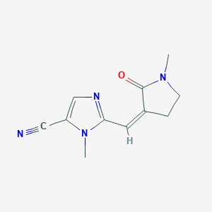 molecular formula C11H12N4O B116273 1-Methyl-2-((1-methyl-2-oxo-3-pyrrolidinylidene)methyl)-1H-imidazole-5-carbonitrile CAS No. 141363-27-1