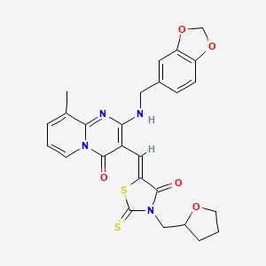 2-[(1,3-benzodioxol-5-ylmethyl)amino]-9-methyl-3-{(Z)-[4-oxo-3-(tetrahydro-2-furanylmethyl)-2-thioxo-1,3-thiazolidin-5-ylidene]methyl}-4H-pyrido[1,2-a]pyrimidin-4-one