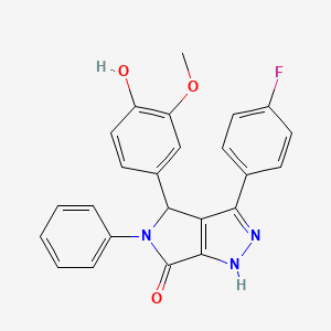 molecular formula C24H18FN3O3 B11627339 3-(4-fluorophenyl)-4-(4-hydroxy-3-methoxyphenyl)-5-phenyl-4,5-dihydropyrrolo[3,4-c]pyrazol-6(2H)-one 