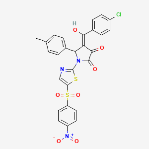 (4E)-4-[(4-chlorophenyl)(hydroxy)methylidene]-5-(4-methylphenyl)-1-{5-[(4-nitrophenyl)sulfonyl]-1,3-thiazol-2-yl}pyrrolidine-2,3-dione