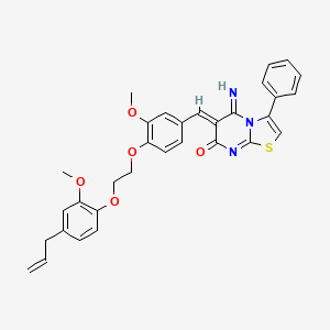 molecular formula C32H29N3O5S B11627361 (6Z)-5-imino-6-(3-methoxy-4-{2-[2-methoxy-4-(prop-2-en-1-yl)phenoxy]ethoxy}benzylidene)-3-phenyl-5,6-dihydro-7H-[1,3]thiazolo[3,2-a]pyrimidin-7-one 