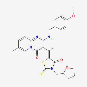 2-[(4-Methoxybenzyl)amino]-7-methyl-3-{(Z)-[4-oxo-3-(tetrahydro-2-furanylmethyl)-2-thioxo-1,3-thiazolidin-5-ylidene]methyl}-4H-pyrido[1,2-A]pyrimidin-4-one