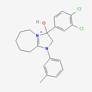 molecular formula C21H23Cl2N2O+ B11627395 3-(3,4-dichlorophenyl)-3-hydroxy-1-(3-methylphenyl)-2,5,6,7,8,9-hexahydro-3H-imidazo[1,2-a]azepin-1-ium 