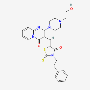 2-[4-(2-hydroxyethyl)piperazin-1-yl]-9-methyl-3-{(Z)-[4-oxo-3-(2-phenylethyl)-2-thioxo-1,3-thiazolidin-5-ylidene]methyl}-4H-pyrido[1,2-a]pyrimidin-4-one