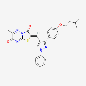 (2Z)-6-methyl-2-({3-[4-(3-methylbutoxy)phenyl]-1-phenyl-1H-pyrazol-4-yl}methylidene)-7H-[1,3]thiazolo[3,2-b][1,2,4]triazine-3,7(2H)-dione