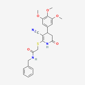 N-benzyl-2-{[3-cyano-6-oxo-4-(3,4,5-trimethoxyphenyl)-1,4,5,6-tetrahydropyridin-2-yl]sulfanyl}acetamide