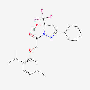 1-[3-cyclohexyl-5-hydroxy-5-(trifluoromethyl)-4,5-dihydro-1H-pyrazol-1-yl]-2-[5-methyl-2-(propan-2-yl)phenoxy]ethanone