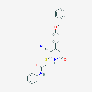 2-({4-[4-(benzyloxy)phenyl]-3-cyano-6-oxo-1,4,5,6-tetrahydropyridin-2-yl}sulfanyl)-N-(2-methylphenyl)acetamide