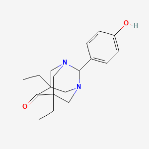 molecular formula C18H24N2O2 B11627445 5,7-Diethyl-2-(4-hydroxyphenyl)-1,3-diazatricyclo[3.3.1.1~3,7~]decan-6-one 