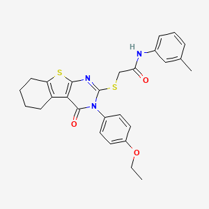 molecular formula C27H27N3O3S2 B11627455 2-{[3-(4-ethoxyphenyl)-4-oxo-3,4,5,6,7,8-hexahydro[1]benzothieno[2,3-d]pyrimidin-2-yl]sulfanyl}-N-(3-methylphenyl)acetamide CAS No. 380453-38-3