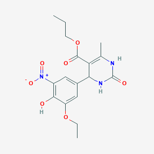 molecular formula C17H21N3O7 B11627461 Propyl 4-(3-ethoxy-4-hydroxy-5-nitrophenyl)-6-methyl-2-oxo-1,2,3,4-tetrahydropyrimidine-5-carboxylate 