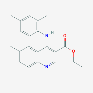 molecular formula C22H24N2O2 B11627468 Ethyl 4-[(2,4-dimethylphenyl)amino]-6,8-dimethylquinoline-3-carboxylate 