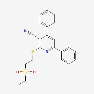 molecular formula C22H20N2O2S2 B11627494 2-{[2-(Ethylsulfonyl)ethyl]sulfanyl}-4,6-diphenylpyridine-3-carbonitrile 