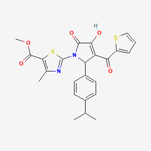 molecular formula C24H22N2O5S2 B11627510 methyl 2-{3-hydroxy-2-oxo-5-[4-(propan-2-yl)phenyl]-4-(thiophen-2-ylcarbonyl)-2,5-dihydro-1H-pyrrol-1-yl}-4-methyl-1,3-thiazole-5-carboxylate 