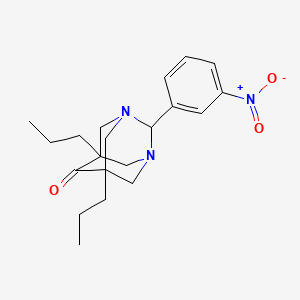 2-(3-Nitrophenyl)-5,7-dipropyl-1,3-diazatricyclo[3.3.1.1~3,7~]decan-6-one