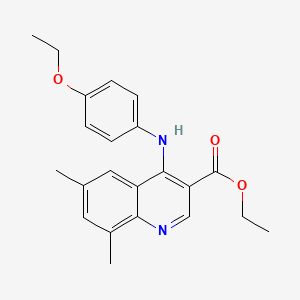 molecular formula C22H24N2O3 B11627558 Ethyl 4-[(4-ethoxyphenyl)amino]-6,8-dimethylquinoline-3-carboxylate 